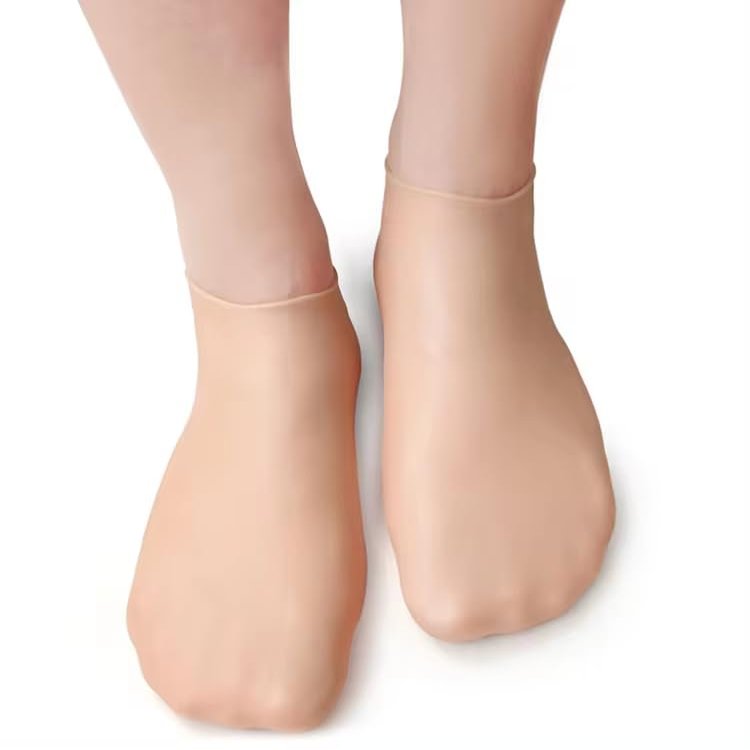 AZhause Ankle High Silicone Moisturizing Socks, Heel Protector, Foot Spa Socks, Pedicure Socks (Nude, M (4.5 to 8.5) Women)