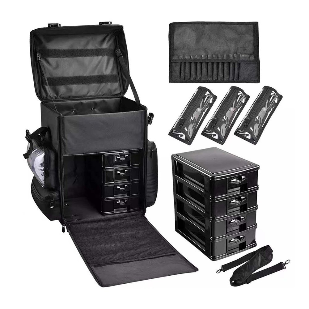 NinthAvenue Basics Makeup Trolley Case Portable Professional Rolling Makeup Train Case