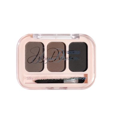 3 Color Eyebrow Powder Palette, Medium Brown Shades, Water Resistant Matte Finish, Buildable Natural Brows for Light to Auburn Hair