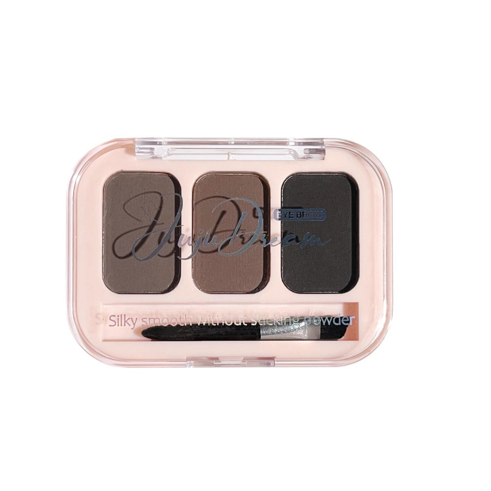 3 Color Eyebrow Powder Palette, Medium Brown Shades, Water Resistant Matte Finish, Buildable Natural Brows for Light to Auburn Hair