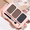 3 Color Eyebrow Powder Palette, Medium Brown Shades, Water Resistant Matte Finish, Buildable Natural Brows for Light to Auburn Hair view 3