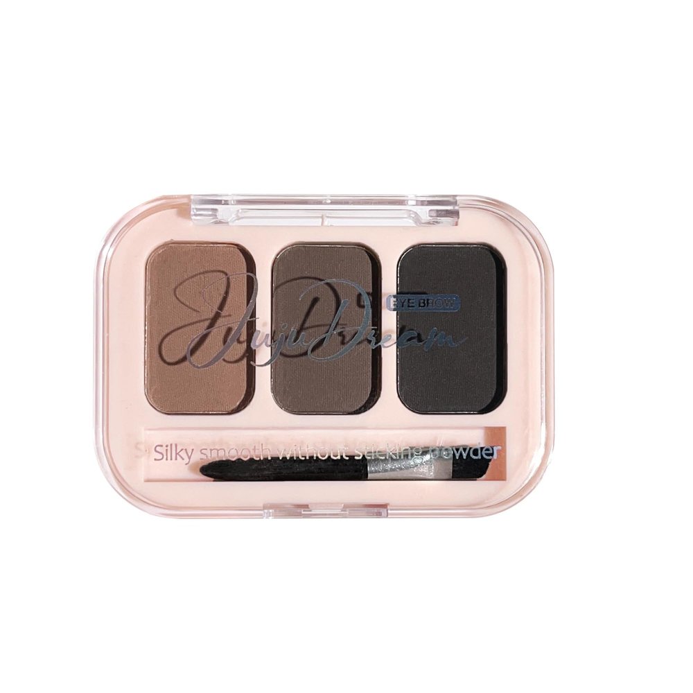 3 Color Eyebrow Powder Palette, Dark Brown Shades, Water Resistant Matte Finish, Buildable Natural Brows for Black to Dark Brown Hair