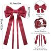 Ambesi Hair Bow Clips, 2PCS Silky Satin Hair Bows in Burgundy Red and Royal Blue, Long Tail Hair Ribbon Ponytail Holder Accessories for Women Girl, Hair Barrette Dress Up Accessories view 2