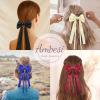 Ambesi Hair Bow Clips, 2PCS Silky Satin Hair Bows in Burgundy Red and Royal Blue, Long Tail Hair Ribbon Ponytail Holder Accessories for Women Girl, Hair Barrette Dress Up Accessories view 3