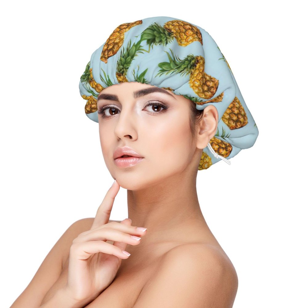 Double Layer Reversible Hair Wrap Satin Sleep Pineapple. Cap Bonnet for Braid Curly Hair Satin Bonnet Black