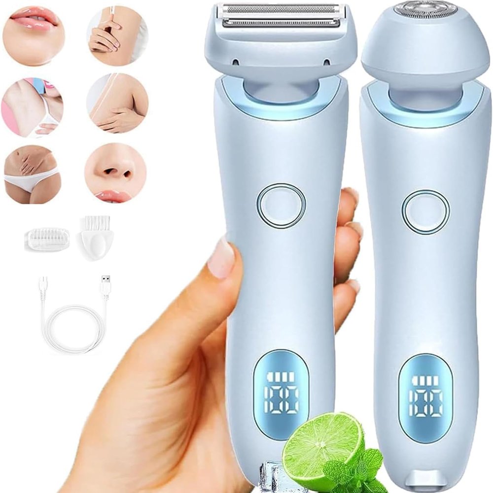 Electric Waterproof Shaver for Women, The Glide Pro Razor, The Glide Pro 3.0 Razor, Electric Razor for Women, Women's Electric RazorDry and Wet, Painless Hair Removal, Removable Cutter Head. (Blue)