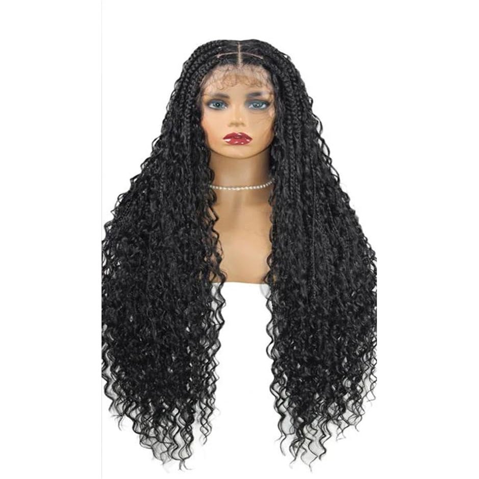 Synthetic Braid Lace Frontal Wigs Bohemian Braided Wig Ombre Twists Braided Wigs For Women 1B 32inch