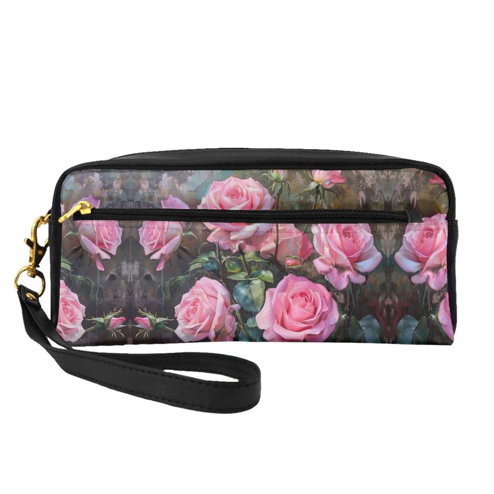 DRTGEDS Red Fresh Roses Cosmetic Bags For Womem,Travel Toiletry Bag Accessories Organizer Zipper Pouch Gift Idea