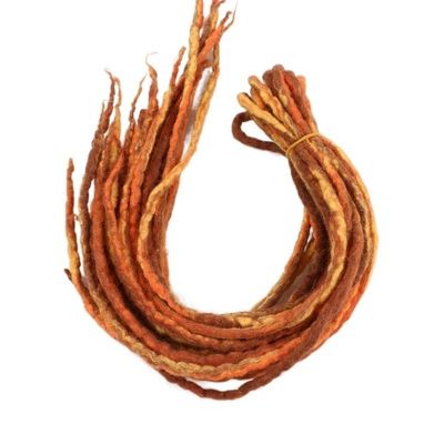 1bundle 10strands 90cm-120cm Long Nepal Felted Wool Synthetic Dreadlocks Braids Hair For Kids And Adult(Warm orange)
