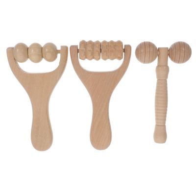ASAKKURA 3pcs Wooden Massage Roller Set Portable Face and Neck Massager Tool for Relaxation and Relief Natural Wood Material Easy to Use for Home Skincare Routine