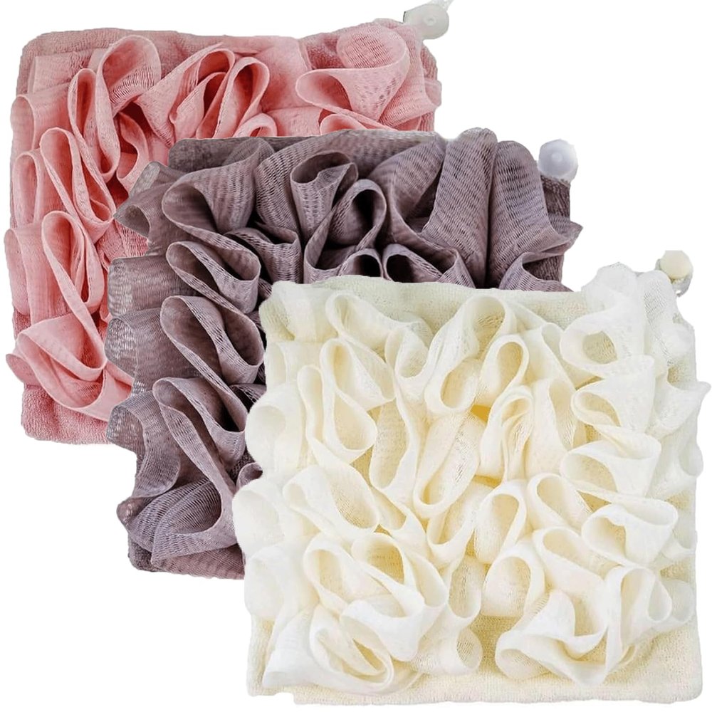 Wash Cloth Loofah Combo, Washcloth Loofah, The Leeffa Soft Loofah and Washcloth, Loofah, 2 in 1 Bath Loofah Sponge, for Cleansing and Smooth Skin (E)
