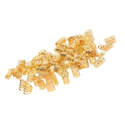 200pcs Dreadlocks Hair Rings Hollow Out Exquisite Patterns Alloy Hair Braiding Jewelry Coils (Gold)