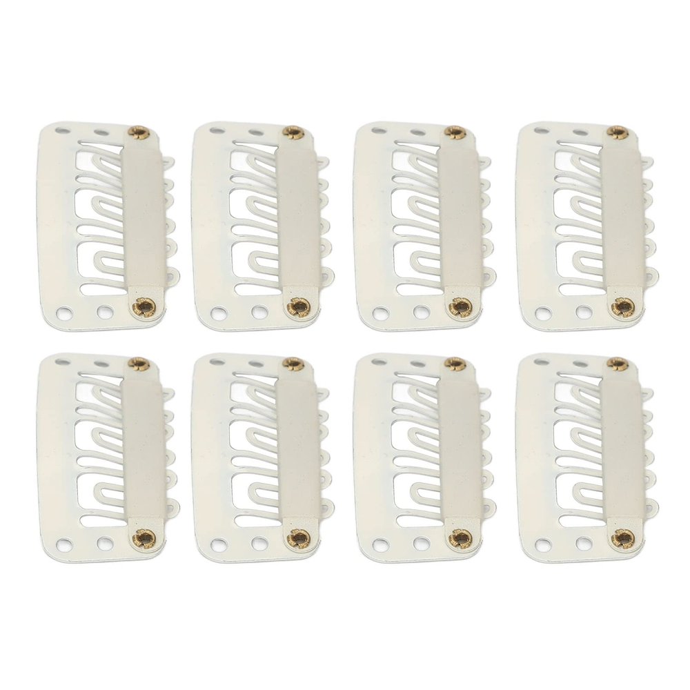 100pcs Wig Snap Clip U Shape 6 Teeth Safe Hairpiece Comb Clips for Hair Extension Hat Beige