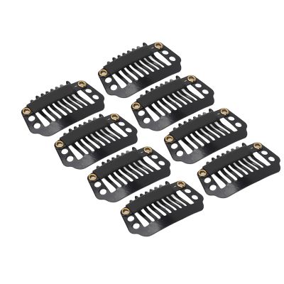 100PCS Wig Clips Windproof 8 Teeth Hair Extension Clips for Hat Fixing Black