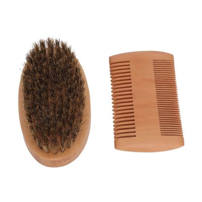 Beard Brush Comb Kit Wood Double Side Comb Soft Brush Styling Shaping Trimming Beard Grooming Kit for Men