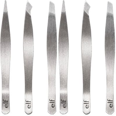 e.l.f. Tweezer Trio Kit, Three Mini Eyebrow Tweezers For Shaping, Defining & Grooming Brows, Great For Touchups On The Go, Vegan & Cruelty-Free (Pack of 2)