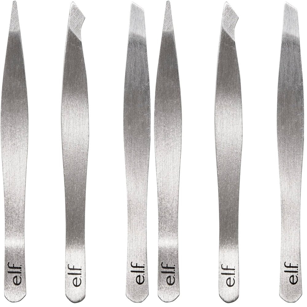 e.l.f. Tweezer Trio Kit, Three Mini Eyebrow Tweezers For Shaping, Defining & Grooming Brows, Great For Touchups On The Go, Vegan & Cruelty-Free (Pack of 2)