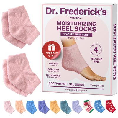 Dr. Frederick's Original Moisturizing Fuzzy Heel Socks for Dry Cracked Heels Treatment - Infused with Olive Oil, Jojoba Oil and Vitamin E - 2 Pairs - Stocking Stuffers for Adults - Relaxing Rose