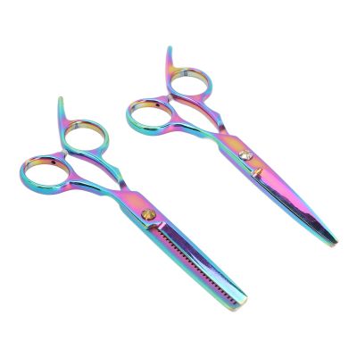 2Pcs Hair Cutting Scissors Stainless Steel High Sharpness Smoothing Hair Thinning Shears for Family Barber Professionals