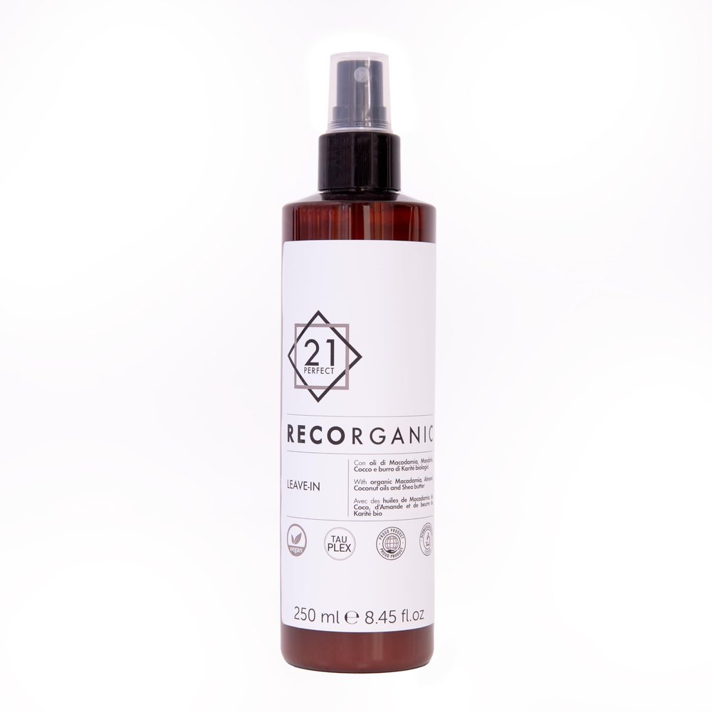 21 PERFECT Recorganic Leave-In Cream | Nourishing & Detangling with Macadamia & Coconut Oils | Anti-Frizz & Heat Protection | Restores Shine & Elasticity | 250 ml