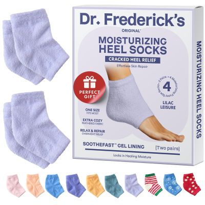 Dr. Frederick's Original Moisturizing Fuzzy Heel Socks for Dry Cracked Heels Treatment - Infused with Olive Oil, Jojoba Oil and Vitamin E - 2 Pairs - Stocking Stuffers for Adults - Lilac Leisure