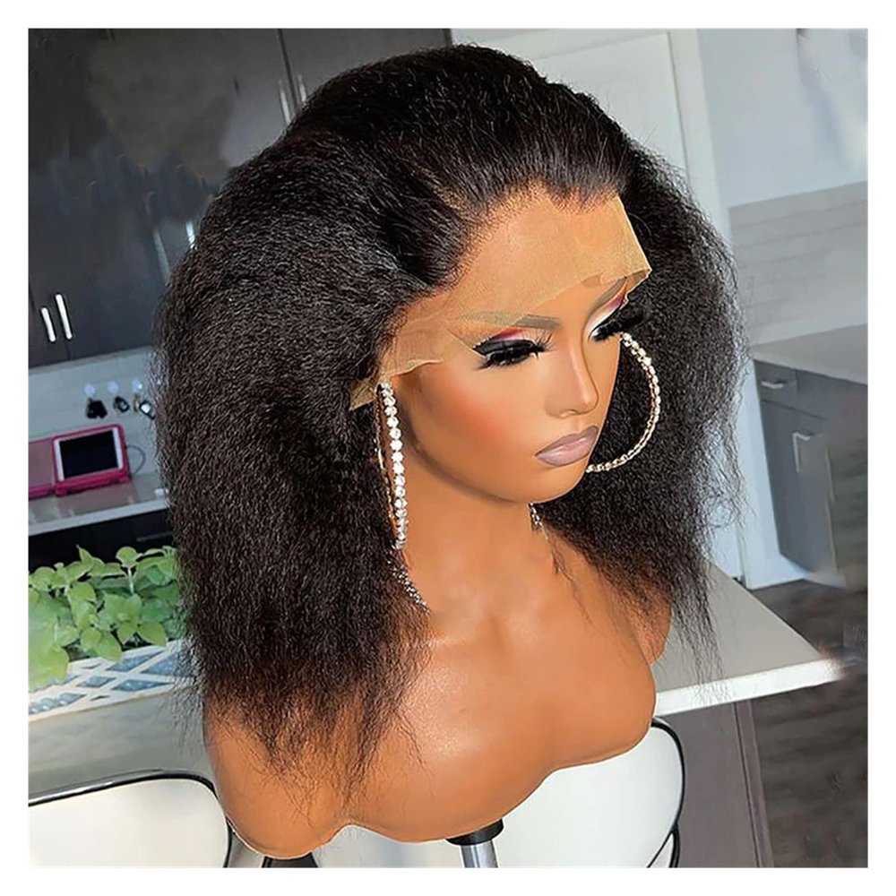 KIBAVUSA Wigs Wigs Pre Plucked Short Kinky Straight Wigs for Women Soft Daily Glueless Wigs Makeup Wigs Wig(14 Inch)