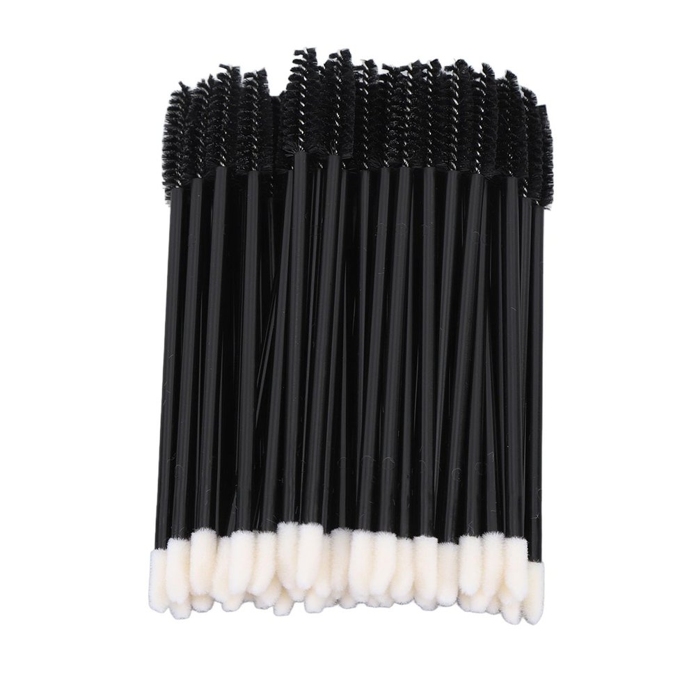 50Pcs Disposable Eyelash Brush Double Ended Disposable Eyelash Mascara Brush for Eye Lash Extension Eyebrow and Makeup (Black)