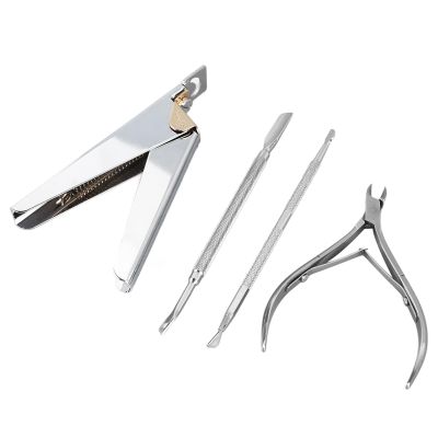 4pcs Manicure Scissors Set Double Ended Nail Pusher Stainless Steel Dead Skin Cuticle Scissors Kit