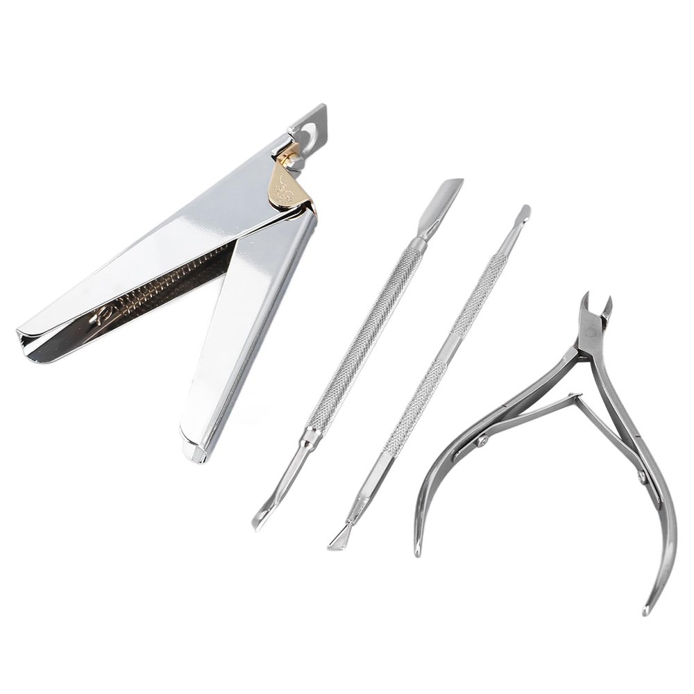 4pcs Manicure Scissors Set Double Ended Nail Pusher Stainless Steel Dead Skin Cuticle Scissors Kit