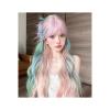 SLMslmsh-5188 Women Wigs Natural Wavy Hair Wig for Women Cosplay Heat Resistant 28Inch Iridescent Rainbow Color Multicolour Synthetic Wigs with Bang Long Synthetic Wigs view 2
