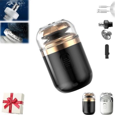2-in-1 Portable Mini Capsule Shaver, Washable Electric Beard Razor with Automatic Type-C Charging, Multifunctional Travel-Friendly Design for Men (Black)