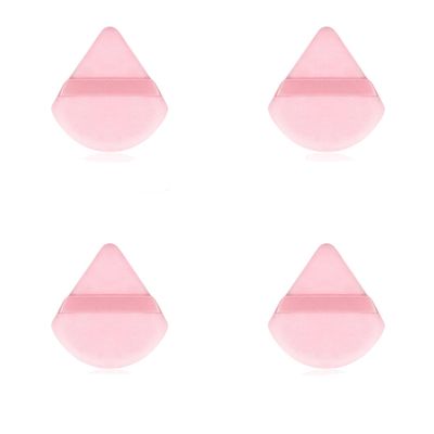 4 facial soft triangle puffs, wet and dry makeup tools, used for powder, mineral powder, body powder, foundation make-up, washable powder puffs (Pink)