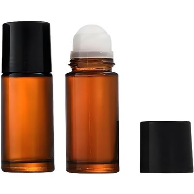 2Pcs 50ml Glass Essential Oil Roller Bottles, Refillable Roll on Bottles Empty Deodorant Bottle Containers for Fragrance Refillable Tools and Accessories Brown