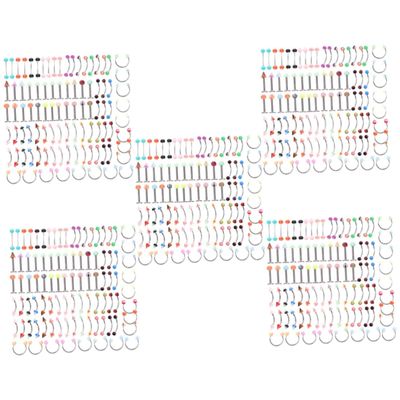 LIFKOME 5sets Body Piercing Jewelry Kit Mixed Eyebrow Navel Tongue Lip and Nose for Occasions and Comfortable Jewelry