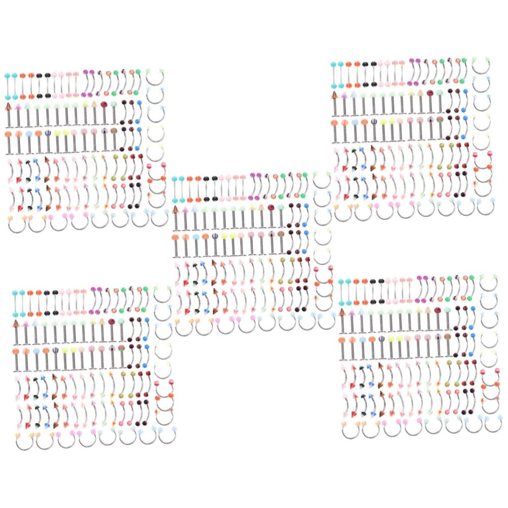 LIFKOME 5sets Body Piercing Jewelry Kit Mixed Eyebrow Navel Tongue Lip and Nose for Occasions and Comfortable Jewelry
