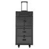 Aluminum Rolling Makeup Train Case, Portable Lockable Cosmetic Trolley with 2 Drawer & 4 Universal Wheels, Large multi-layer Cosmetology Travel Beauty Luggage Barber Organizer Suitcase view 2