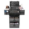 Aluminum Rolling Makeup Train Case, Portable Lockable Cosmetic Trolley with 2 Drawer & 4 Universal Wheels, Large multi-layer Cosmetology Travel Beauty Luggage Barber Organizer Suitcase view 4