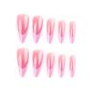 MISUD Press on Nails - Long Stiletto Glue on Nails with Pink French Tip, Acrylic Bling Glitter Design 24 pcs view 2