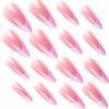 MISUD Press on Nails - Long Stiletto Glue on Nails with Pink French Tip, Acrylic Bling Glitter Design 24 pcs view 3