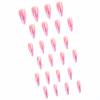 MISUD Press on Nails - Long Stiletto Glue on Nails with Pink French Tip, Acrylic Bling Glitter Design 24 pcs view 4
