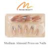 MISUD Press on Nails - Medium Almond Fake Nails with Silver Chrome, Acrylic Rhinestone Design 24 pcs view 4