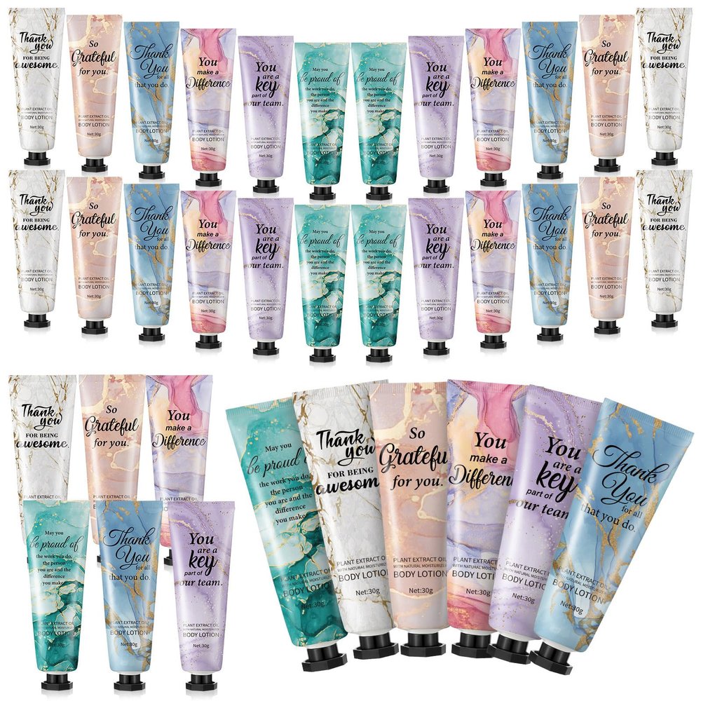 24pcs Mini Body Lotion Bulk Employee Appreciation Gifts for Coworker Teachers Valentines Day Inspirational Travel Size Dry Skin Hand Cream Lotion for Staff Team Women Men