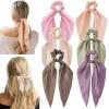 6 PCS Bow Silk Scrunchies, Hair Ties with Bow, Hair Scrunchies for Women Girls, Knotted Bow Silk Hair Ties, Satin Hair Ribbon Scrunchy Elastic Hair Tie Accessories Christmas Gifts view 1