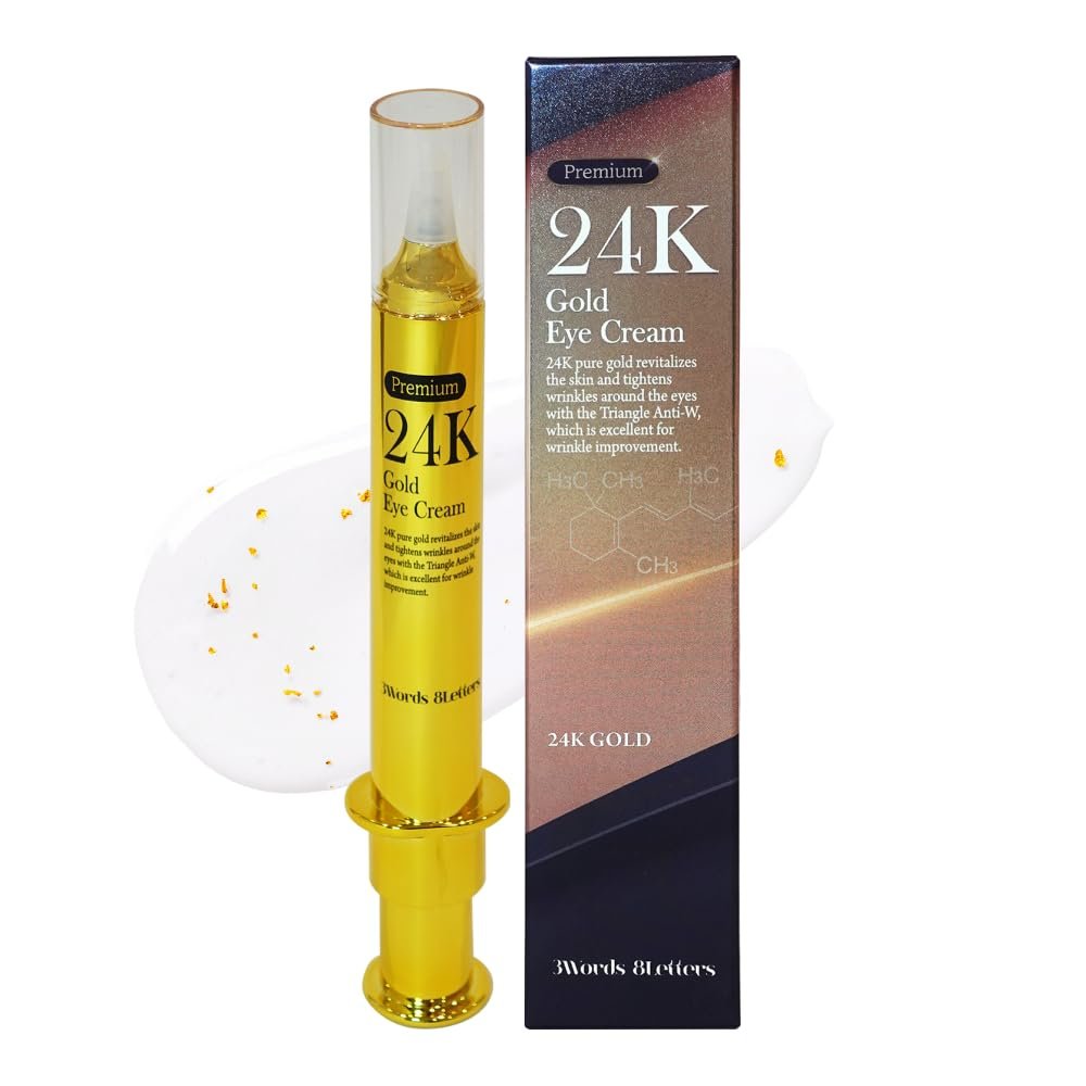 3words 8letters Premium 24K Gold Eye Cream 0.67 fl oz | Eye serum for wrinkle repair and skin tone evening | Korean Skin Care | k-beauty | 3Words 8Letters