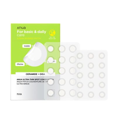 ANUA Ultra-Thin Spot Cover Patch, 2 Sizes invisible Hydrocolloid Patch for Face, Centella for area of concern, Slim Spot Stickers, Perfect coverage, Beauty & Facial Skincare Products (75 Counts)