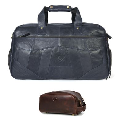 Aaron Leather Goods 2-Piece Travel Set: Versatile Duffel Bag with Compact Toiletry Bag for Seamless Organization