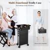 JINGUAN Profesional Rolling Makeup Train Case with Lid, 5 in 1 Cosmetology Case on Wheels, Large Cosmetic Trolley Organizer Travel for Hairstylist Artist Nail Beauty Salon Barber, Black view 3