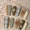 Hand drawn wearable nail cat gradient grid lazy feeling, detachable fake nail nail art patch(XS) view 2