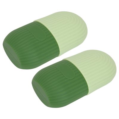 2pcs Ice Face Roller Reducing Puffiness Silicone Facial Eye Cold Roller Massage Tool for Home (Green)