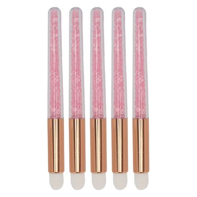 5pcs Glitter Crystal Lip Brush Round Head Portable Fiber Wool Lash Brush for Makeup